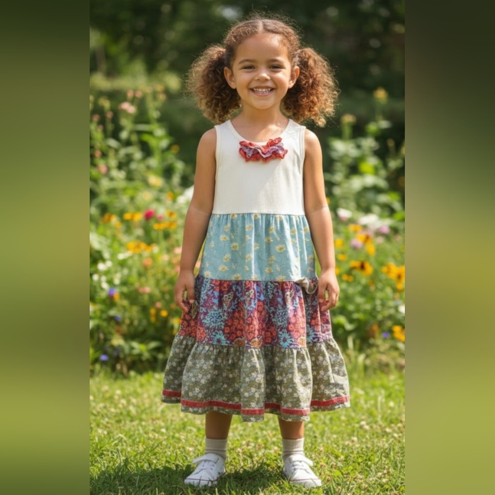 Matilda Jane Cream and Multicolor Tiered Dress